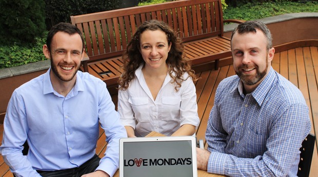 ImagemShane O'Grady, Luciana Caletti e Dave Curran, fundadores da Love Mondays